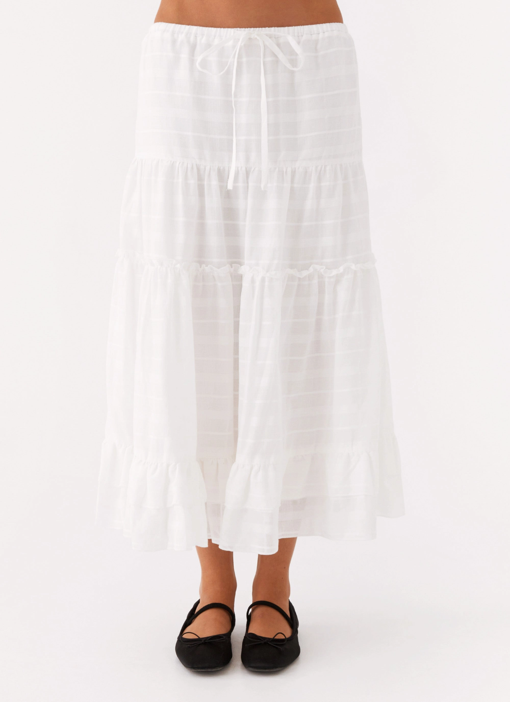 Beatrix Frill Midi Skirt - White