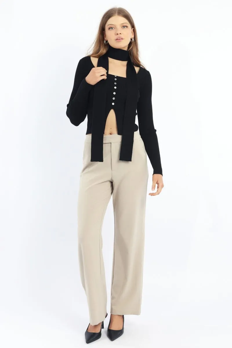 Beige Slim Pant Straight Fit