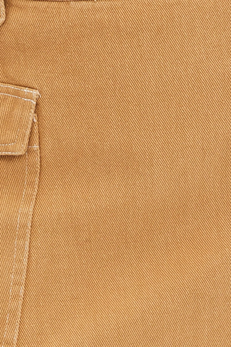 Beige Cargo Skirt Mini High Rise
