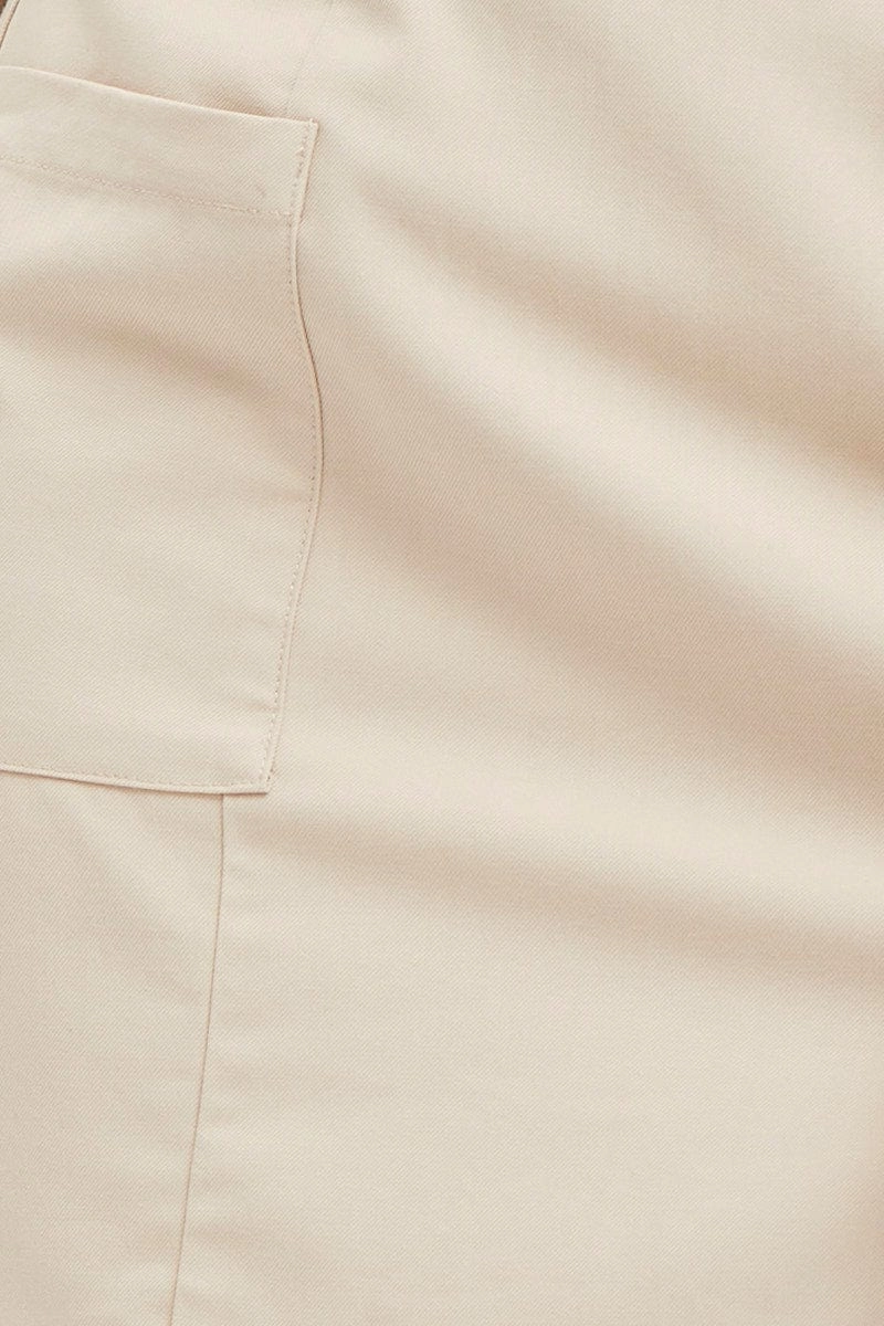 Beige Mini Skirt High Rise