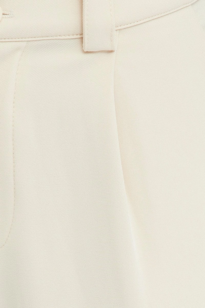 Beige Wide Leg Pants High Rise