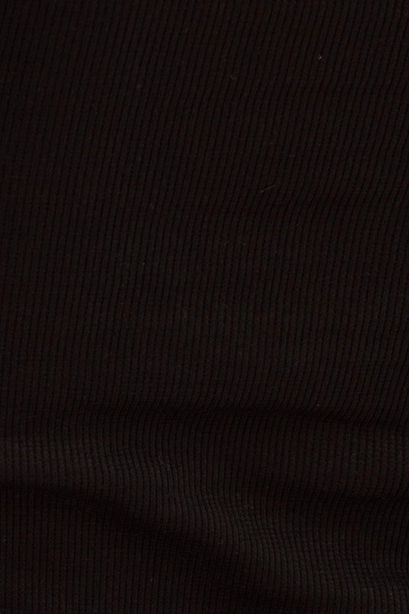 Black Crew Tank High Neck Curved Hem Sleeveless