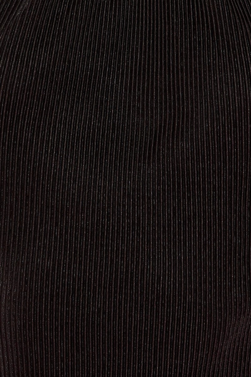 Black Halter Plisse Bodycon Dress