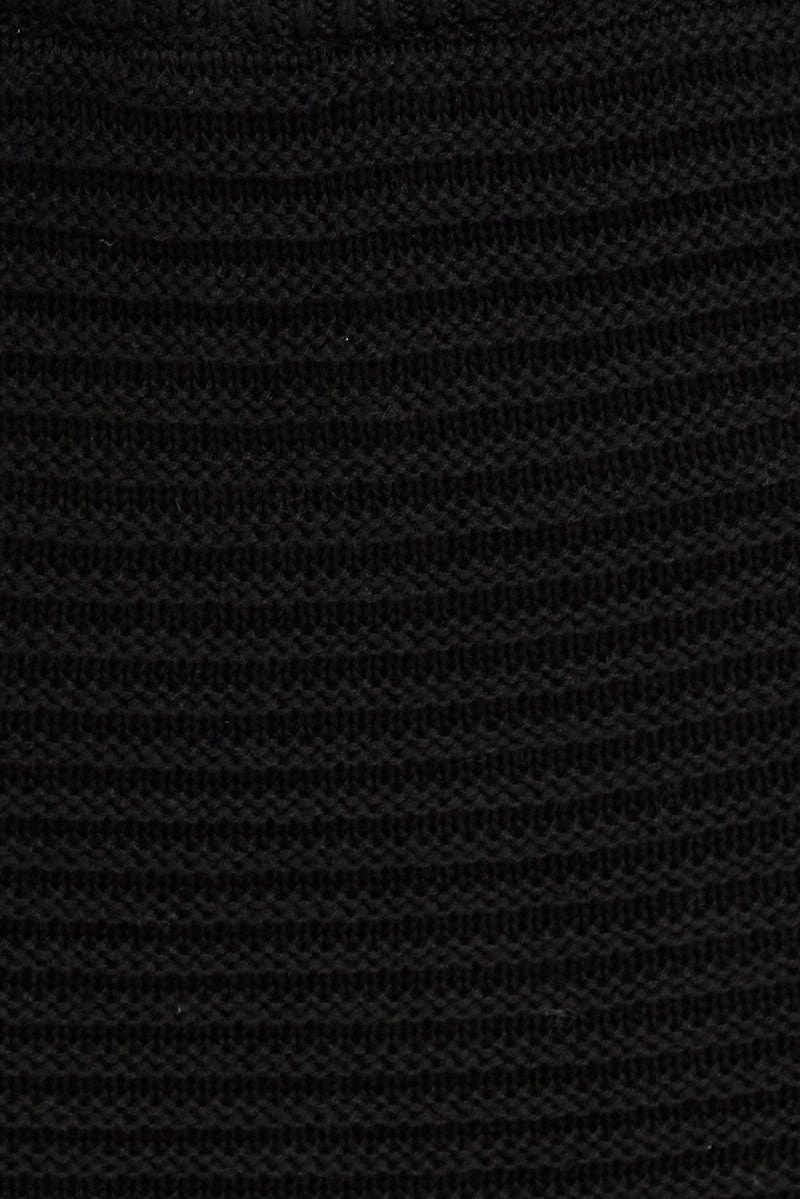 Black Knit Skirt Midi Crochet