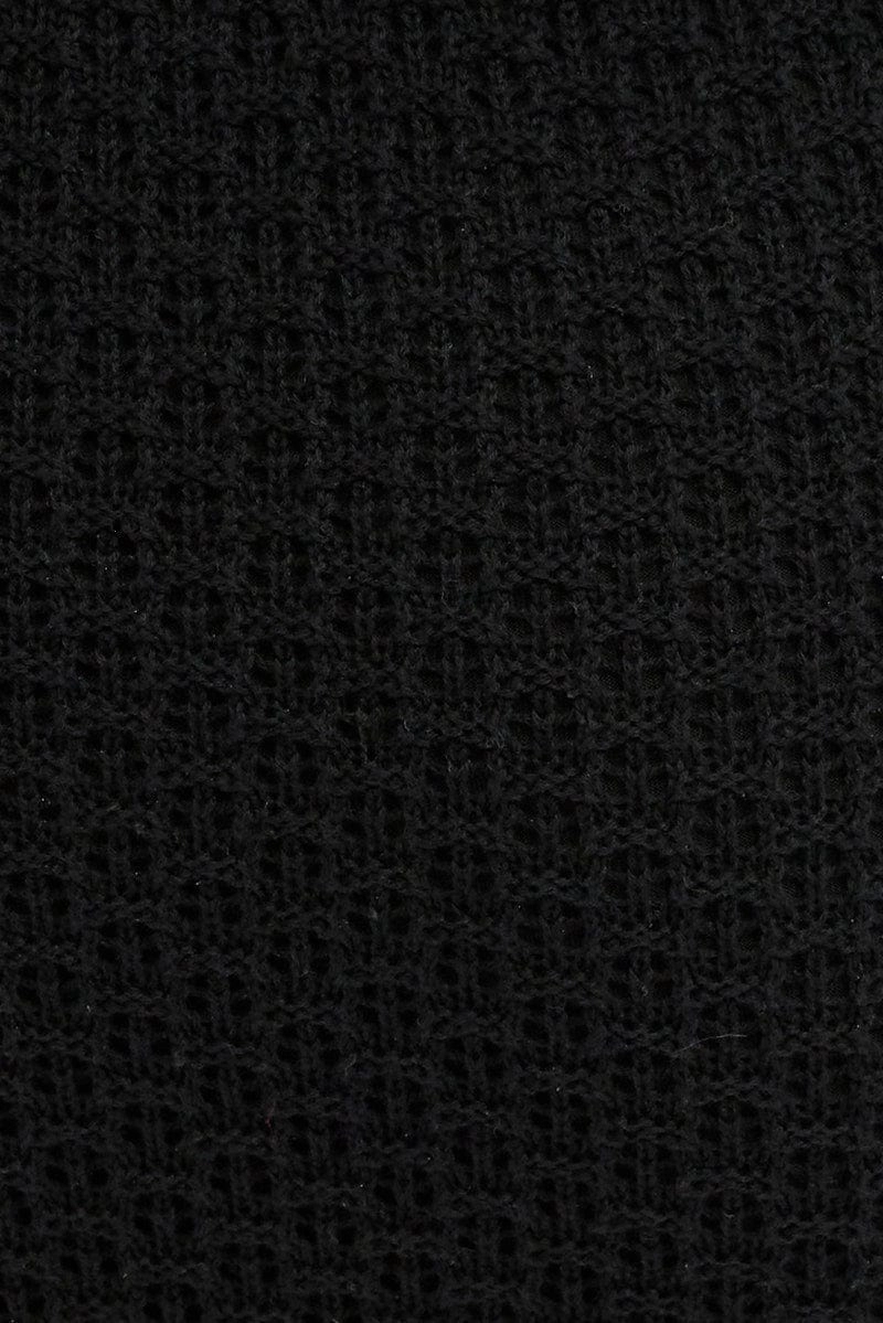 Black Knit Skirt Midi Crochet