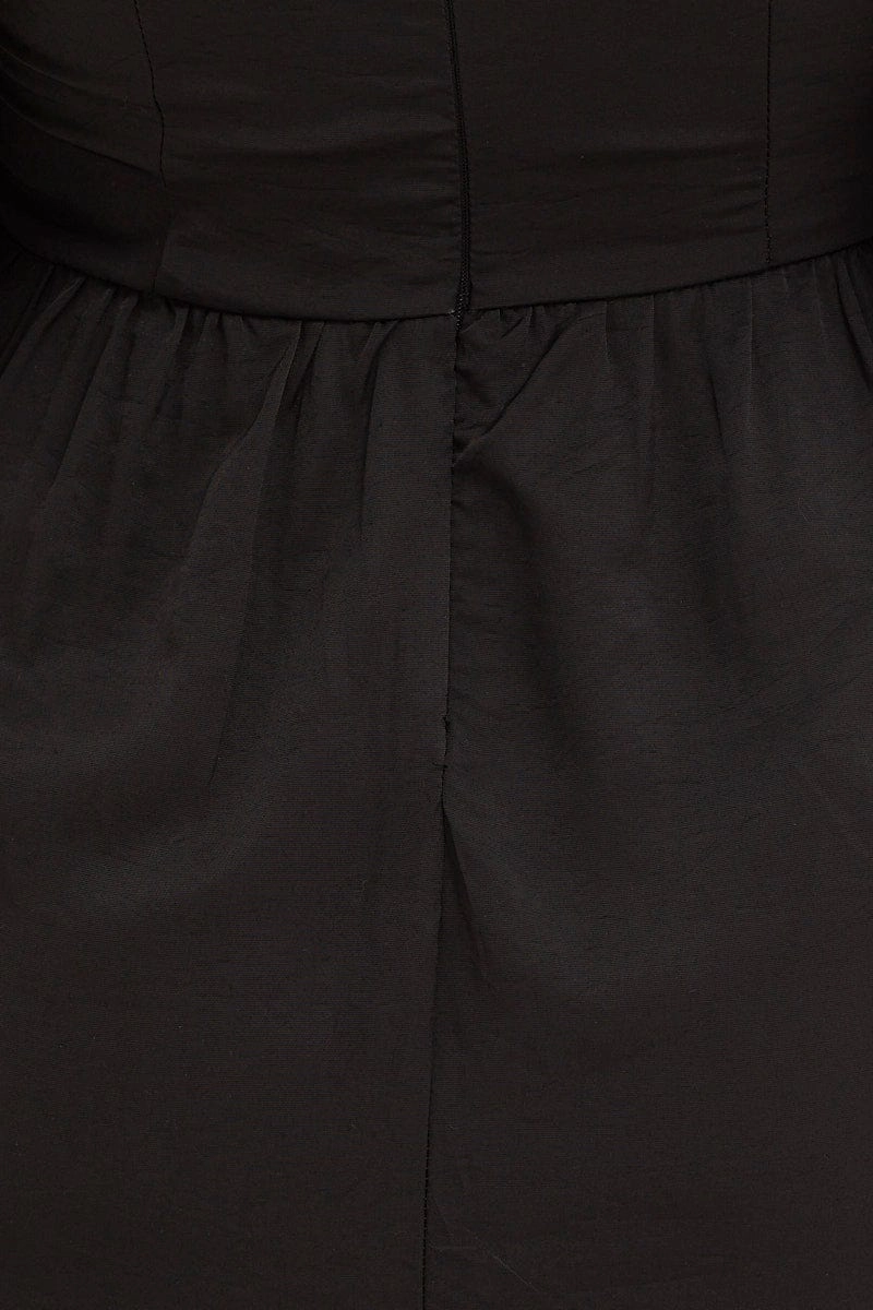 Black Long Sleeve A-Line Mini Dress