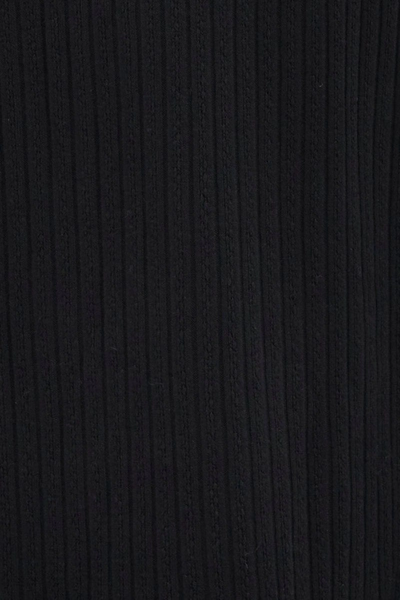 Black Maxi Skirt Mid Rise A-line Rib Jersey