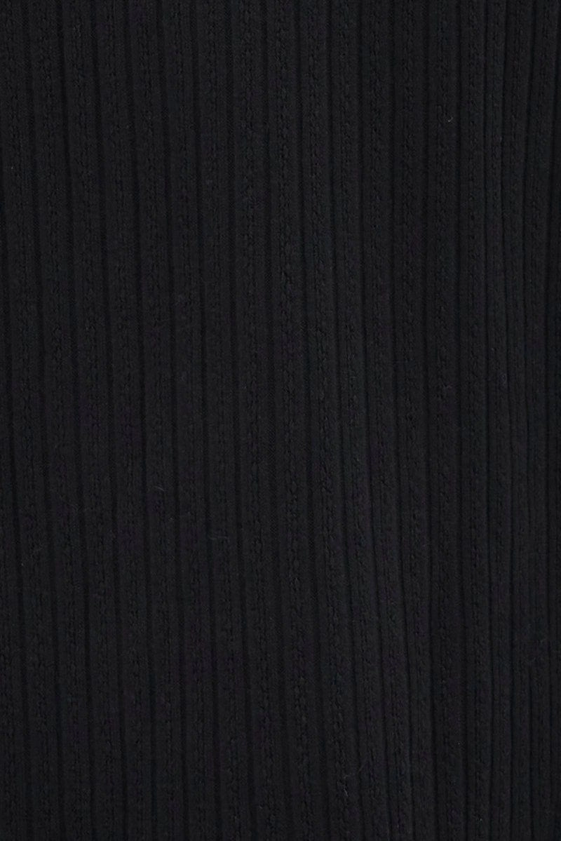 Black Maxi Skirt Mid Rise A-line Rib Jersey