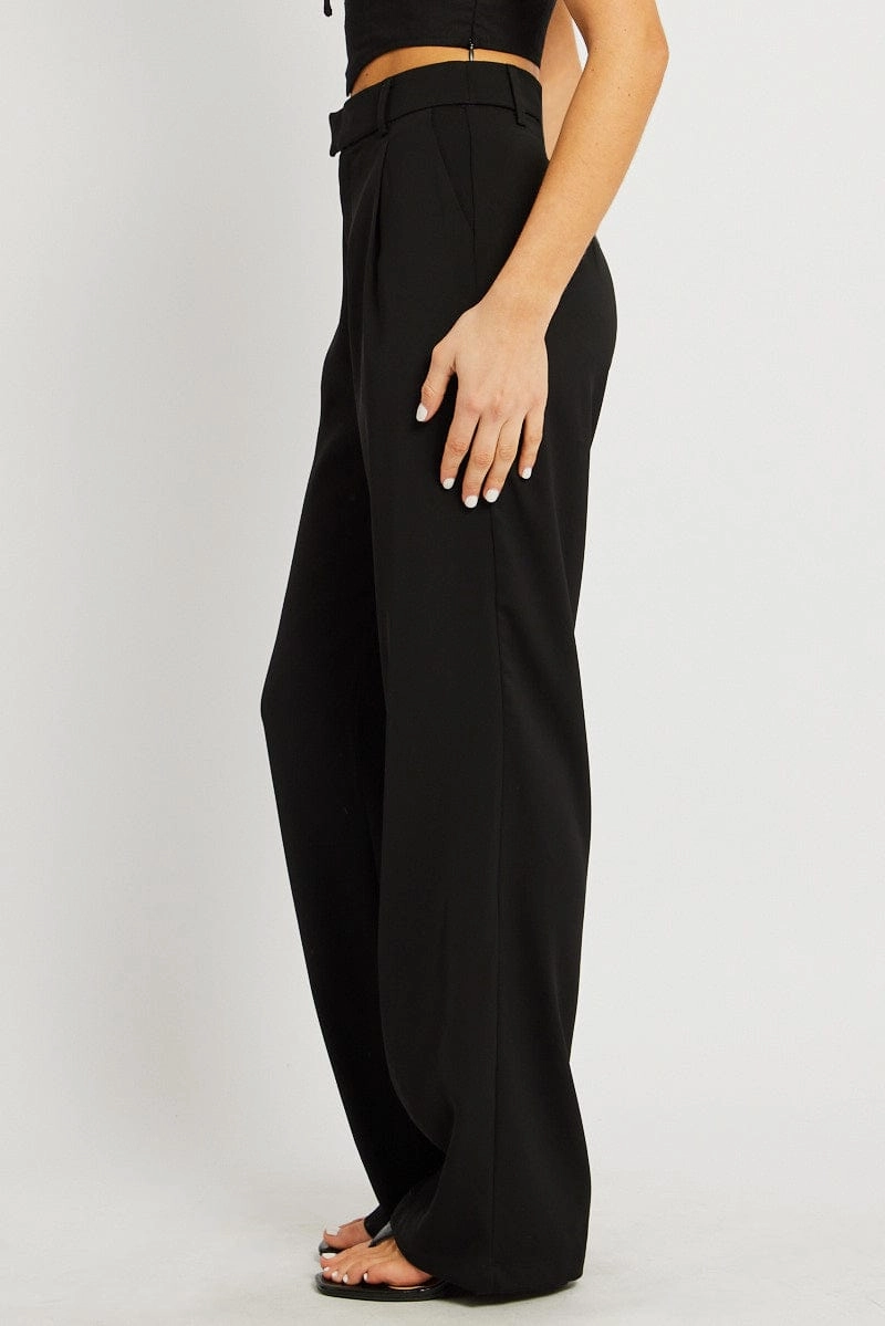 Black Wide Leg Pants Mid Rise