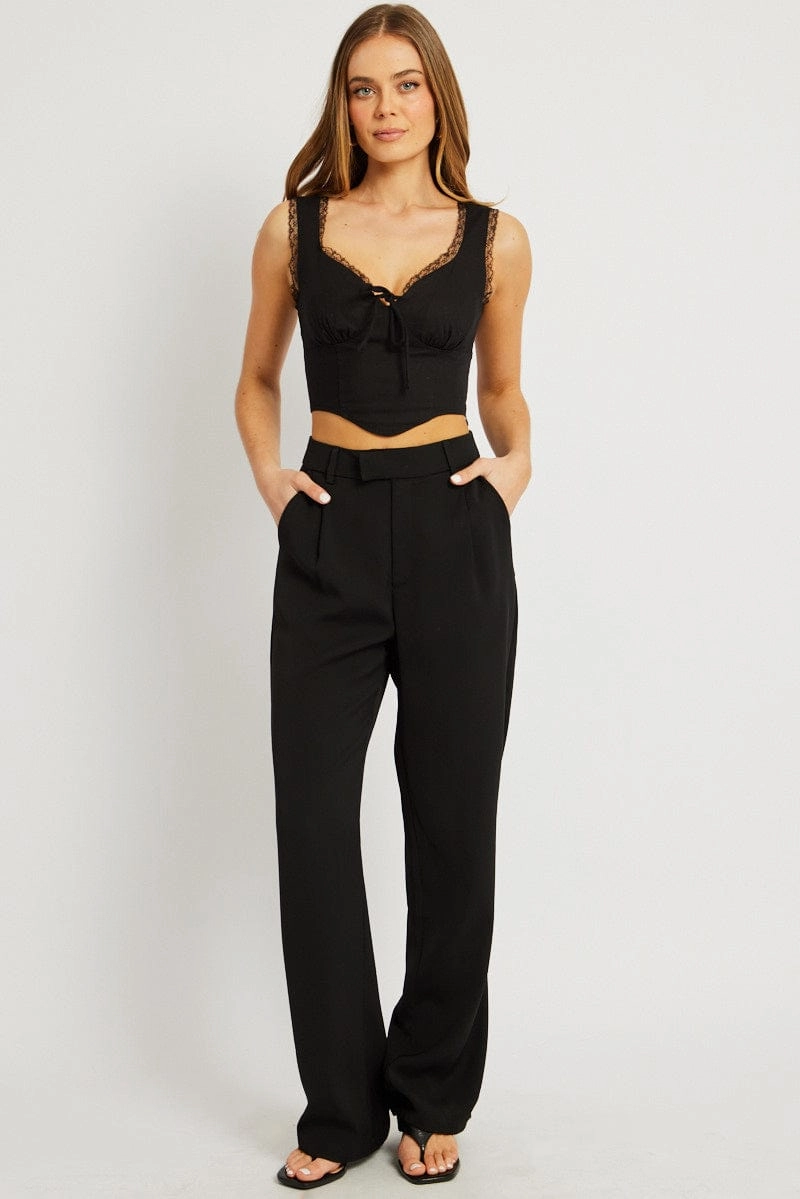 Black Wide Leg Pants Mid Rise