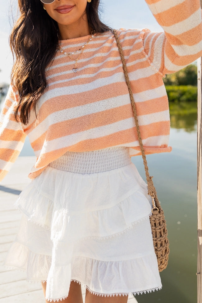Blissful Mood Ivory Lace Trim Mini Skort