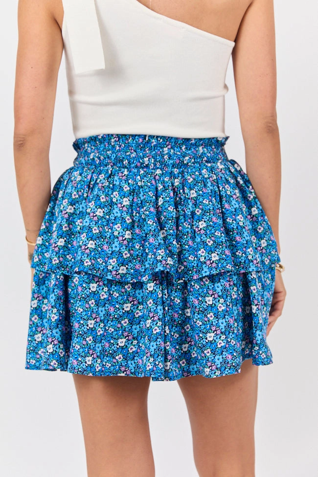 Breezy Navy Floral Tiered Skort