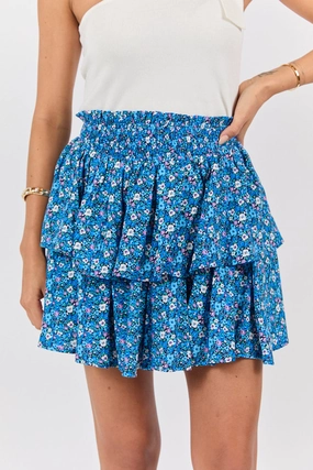 Breezy Navy Floral Tiered Skort
