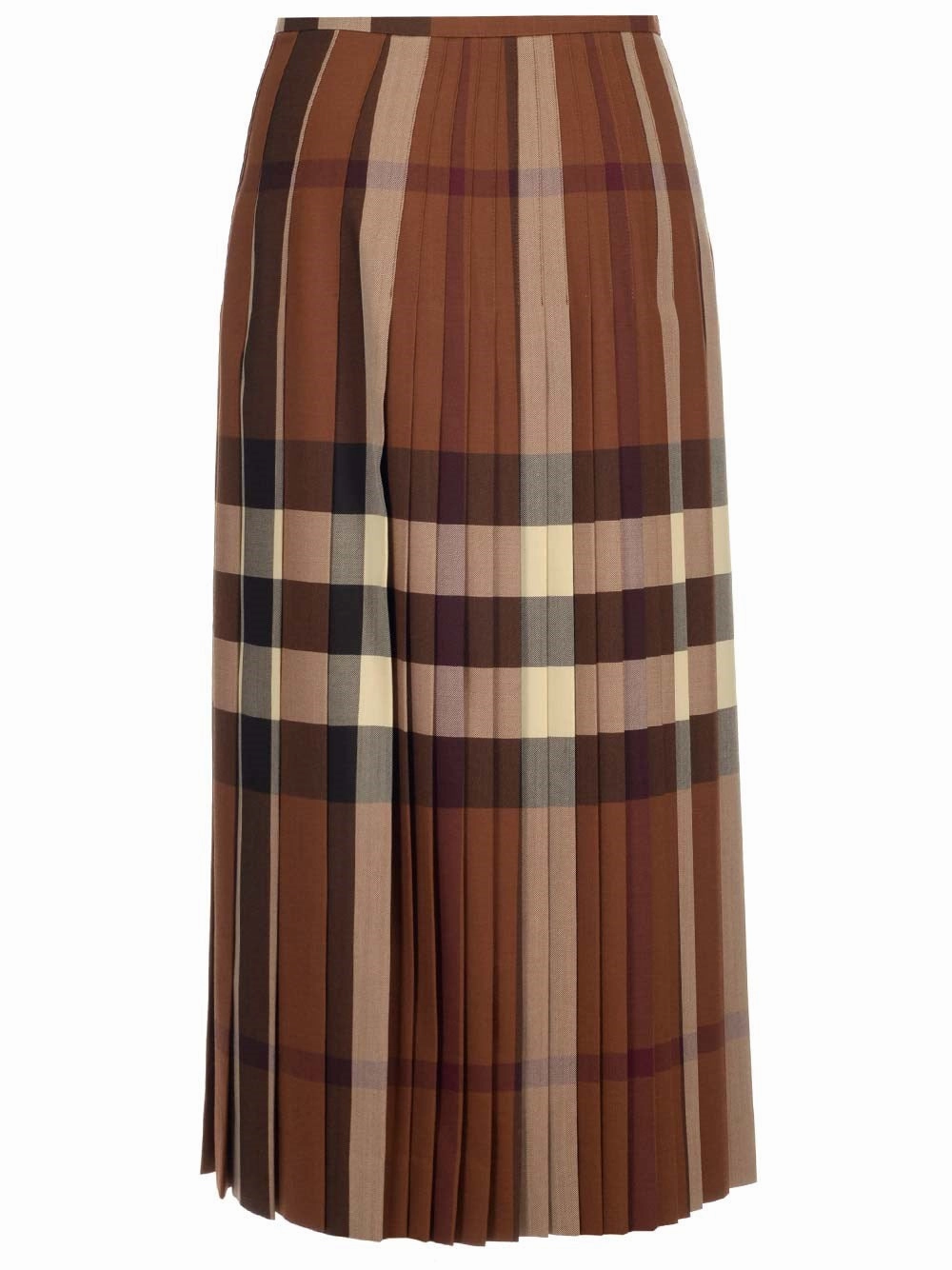 Burberry Checked Pleated Midi Skirt