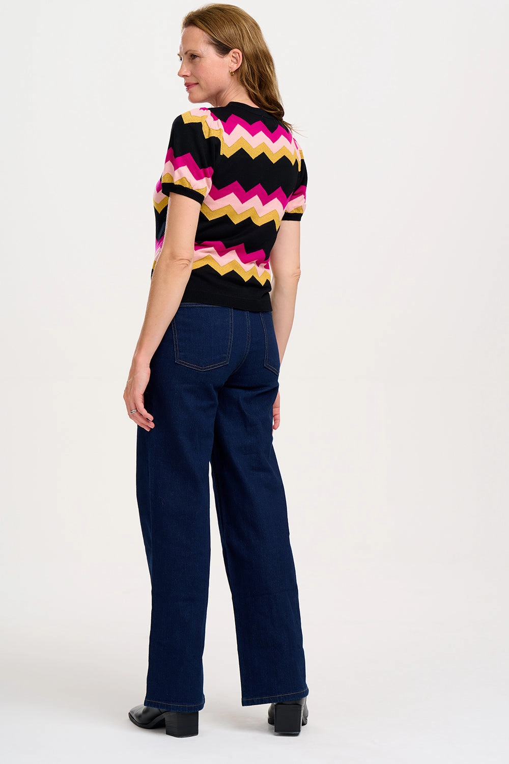 Calypso Knit Top - Black. Sparkle Chevron