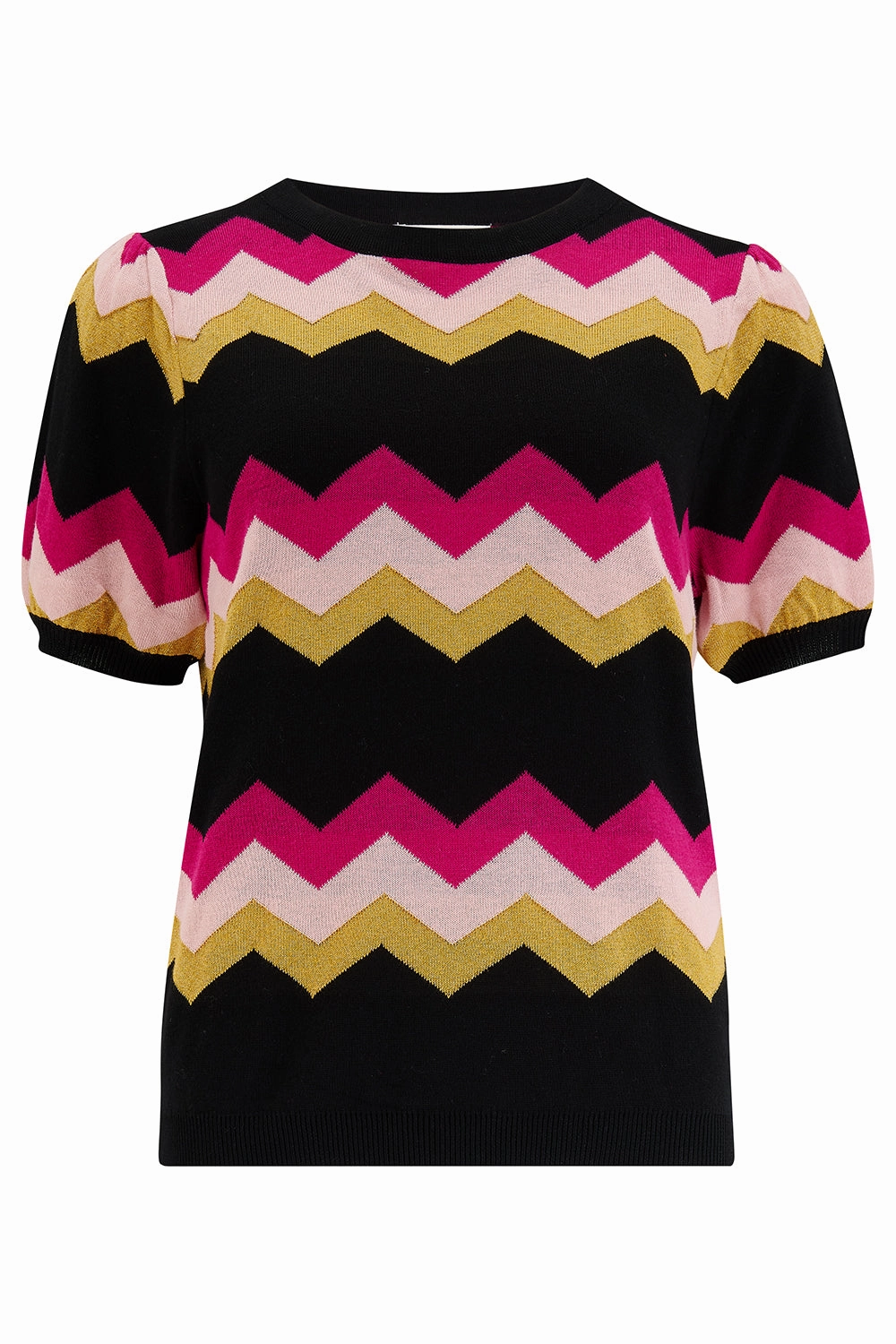 Calypso Knit Top - Black. Sparkle Chevron