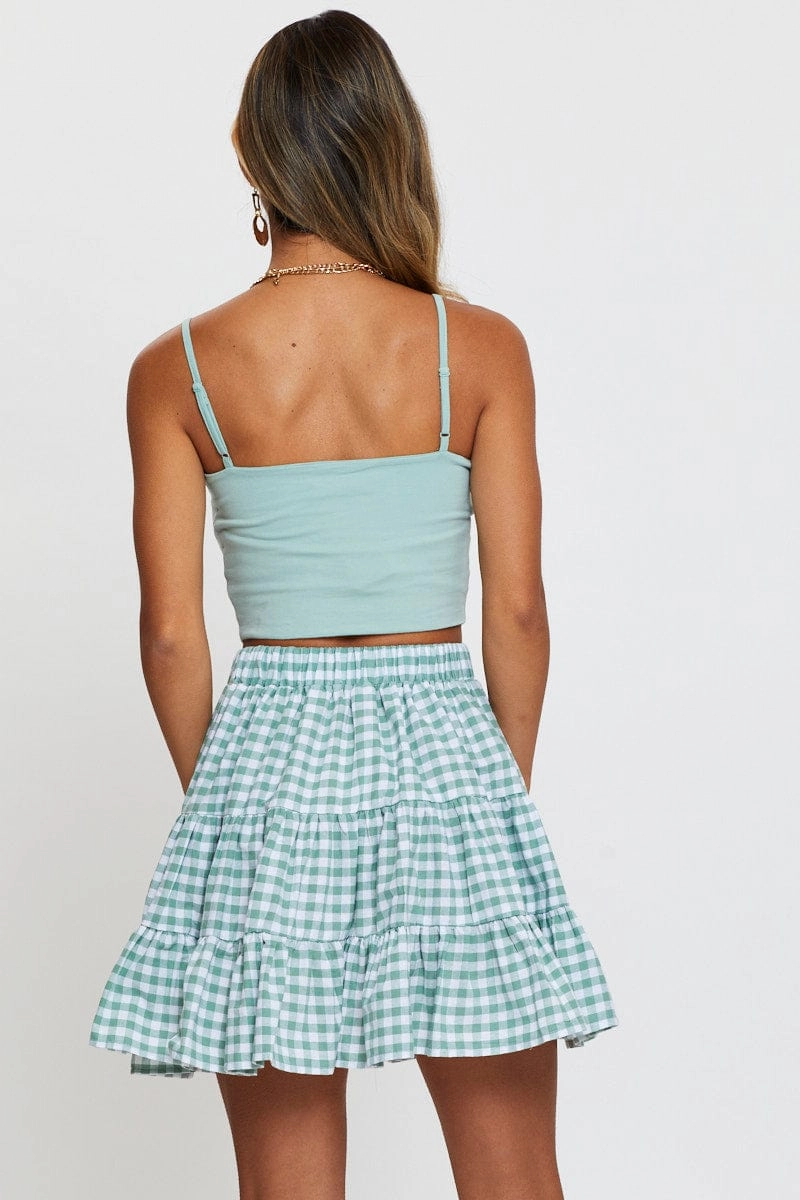 Check Flare Skirt Mini High Rise