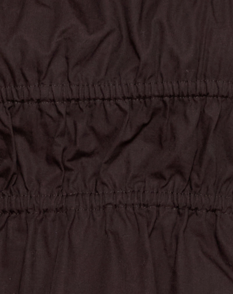 Chibi Ruched Tie Top in Bitter Chocolate
