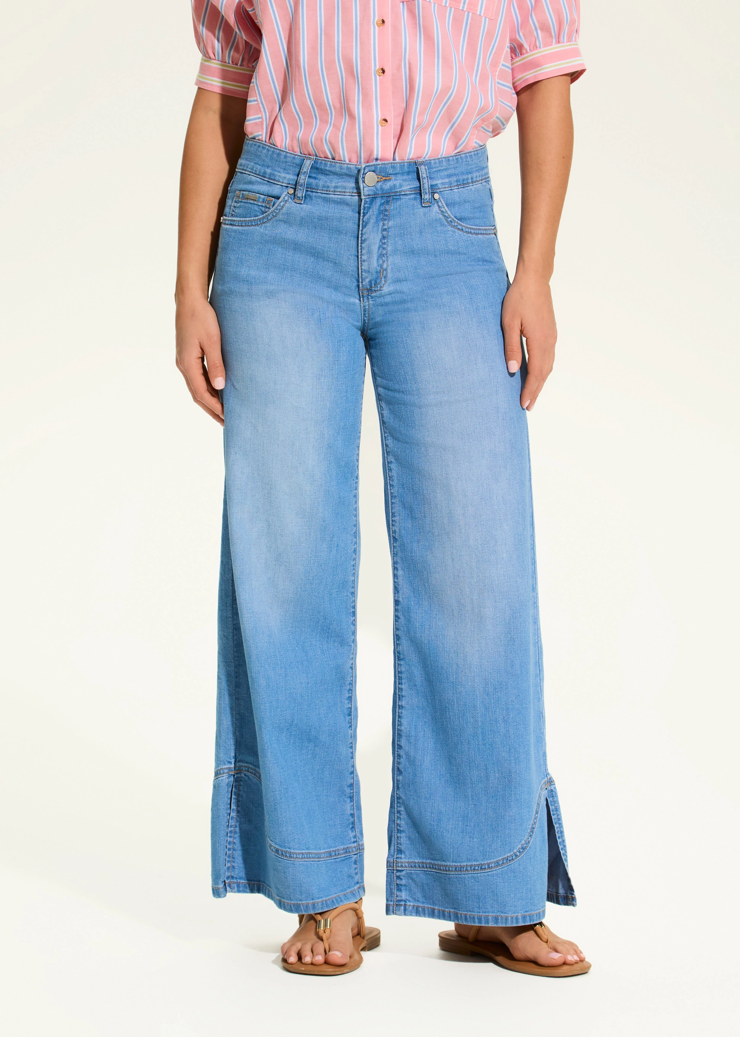 Christina Wide Ankle Denim, Light Blue