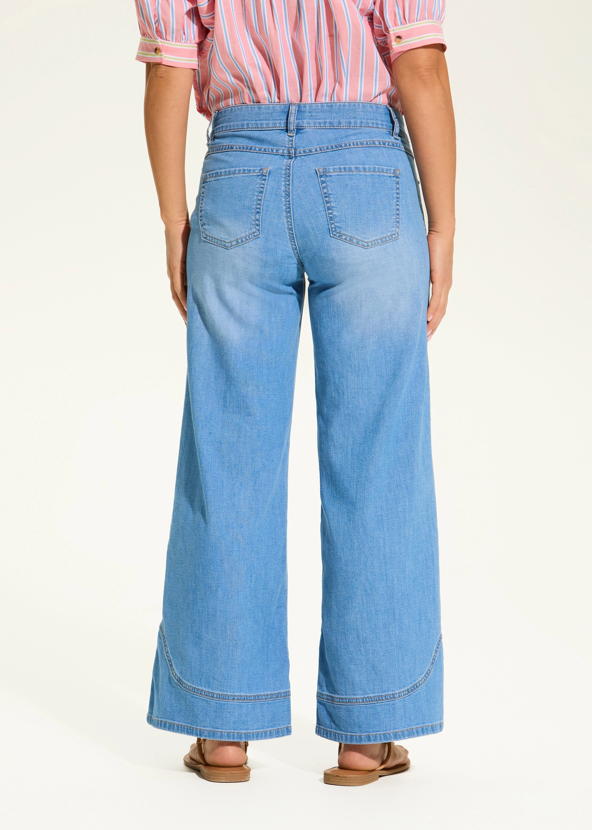 Christina Wide Ankle Denim, Light Blue