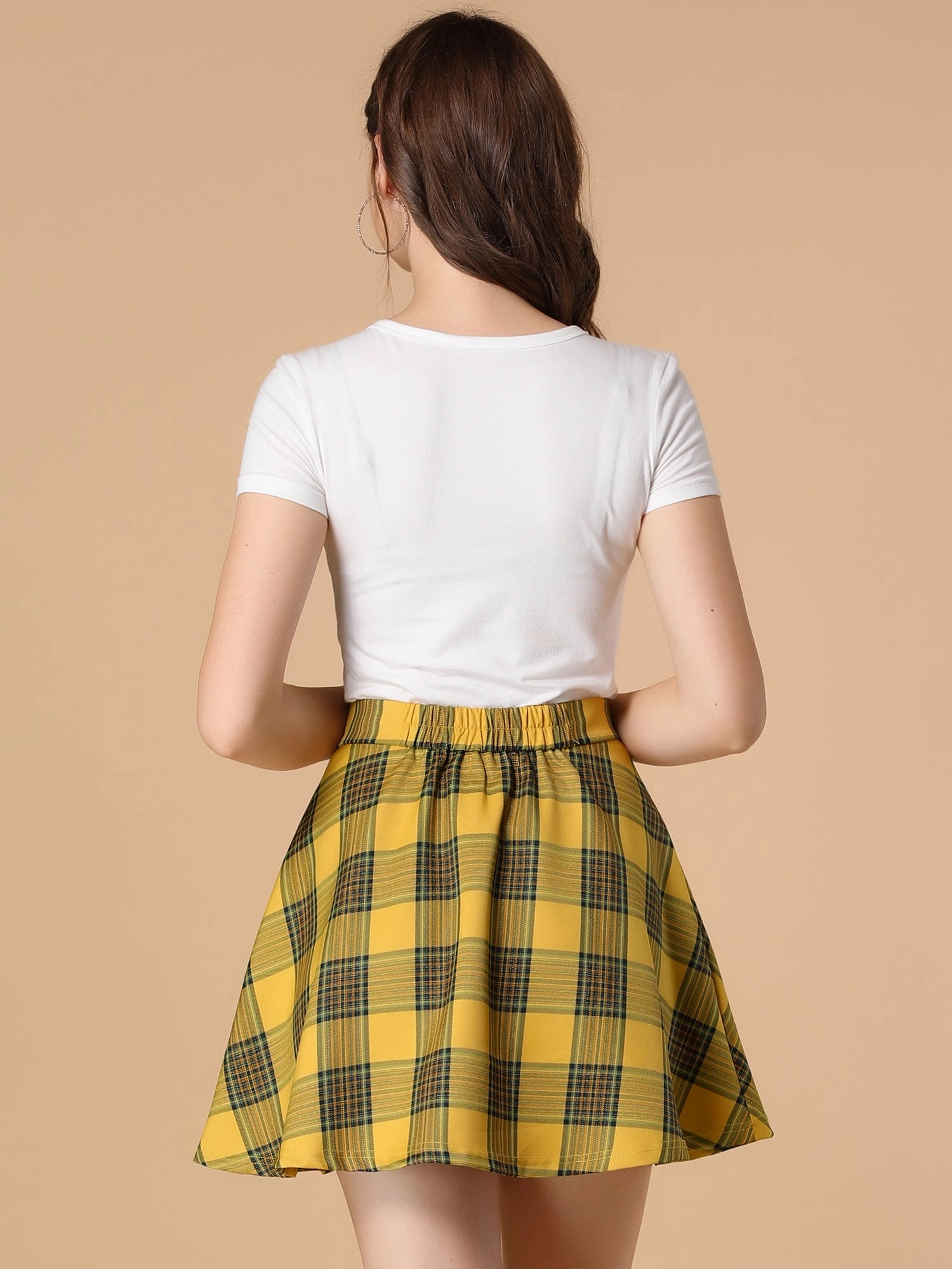Christmas Plaid Skater Casual Flare Zip-Up Mini Skirt