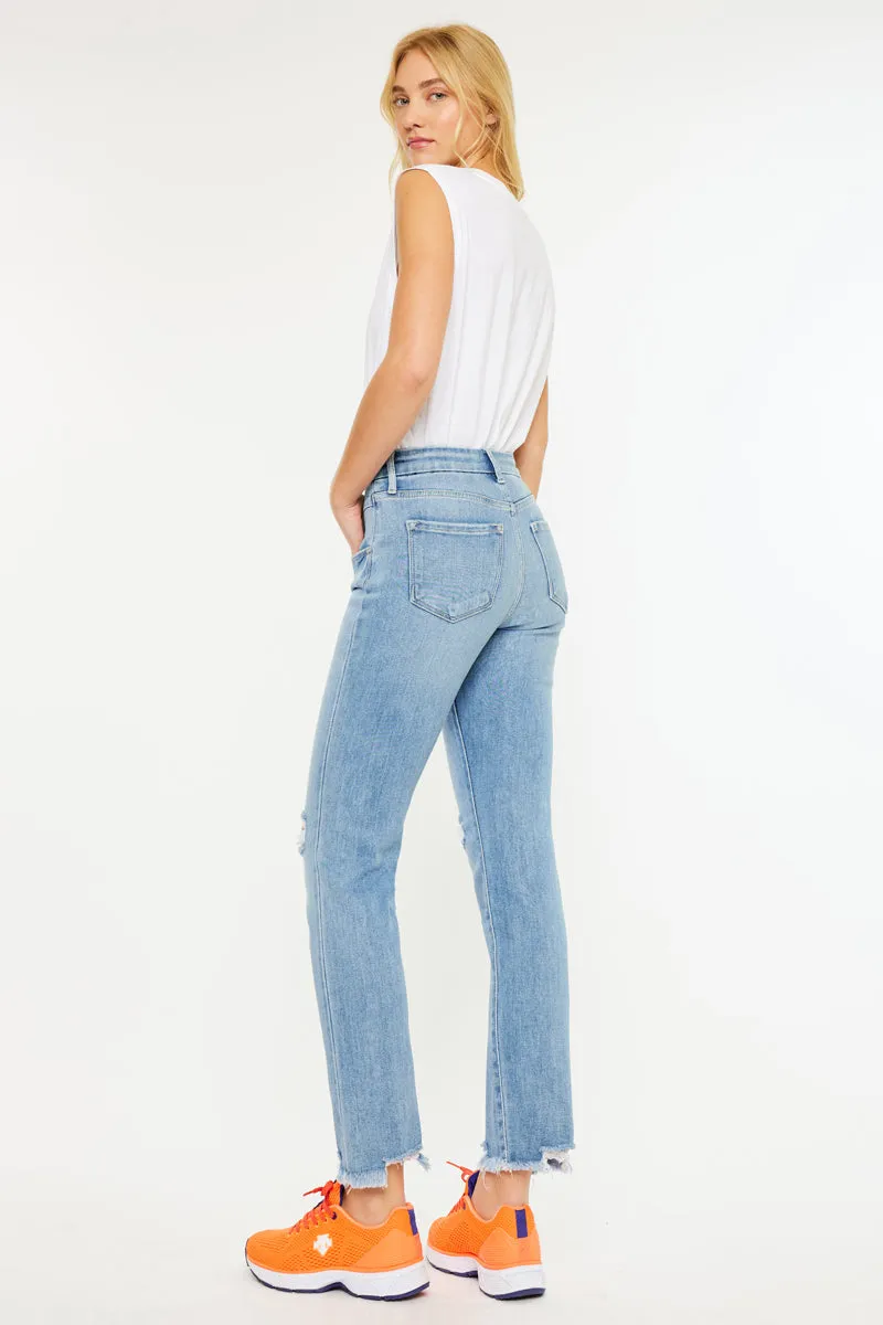 Clover High Rise Slim Straight Fit Leg Jeans