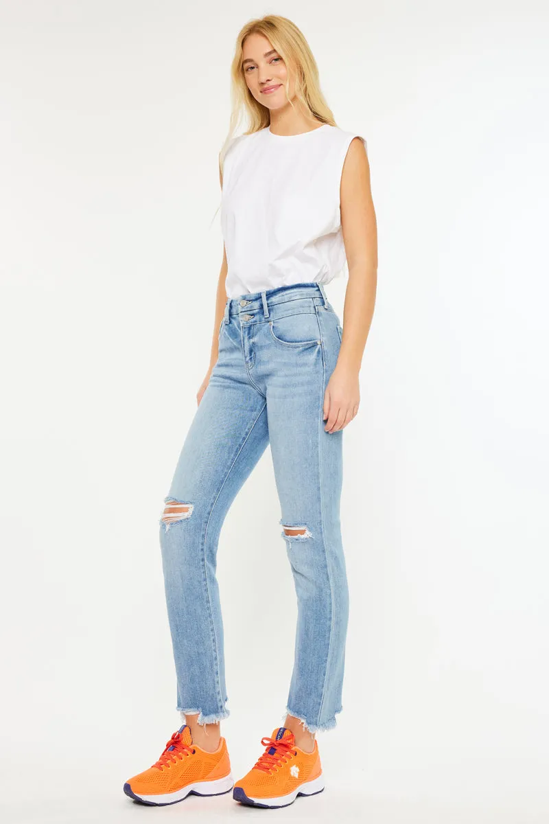 Clover High Rise Slim Straight Fit Leg Jeans
