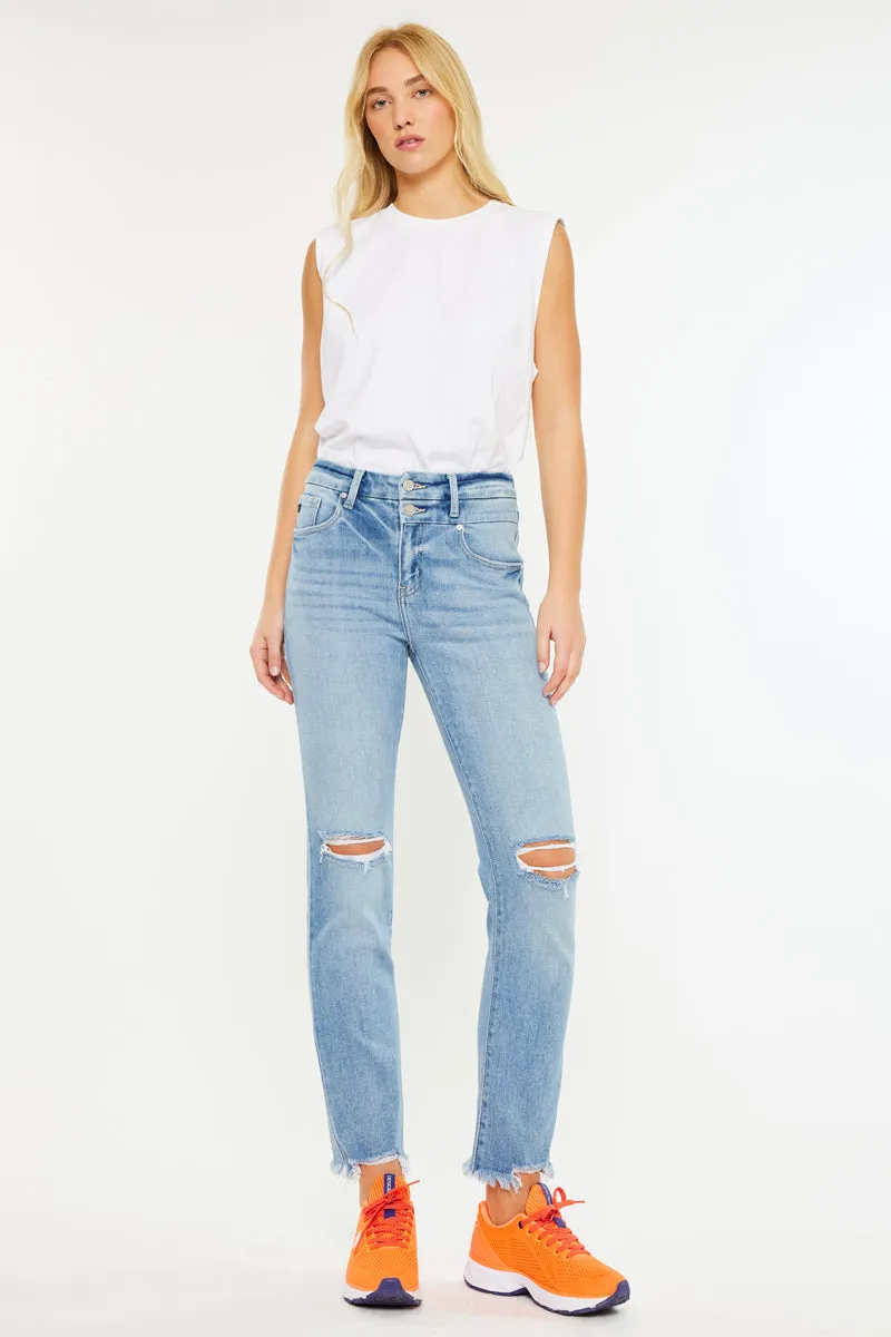 Clover High Rise Slim Straight Fit Leg Jeans
