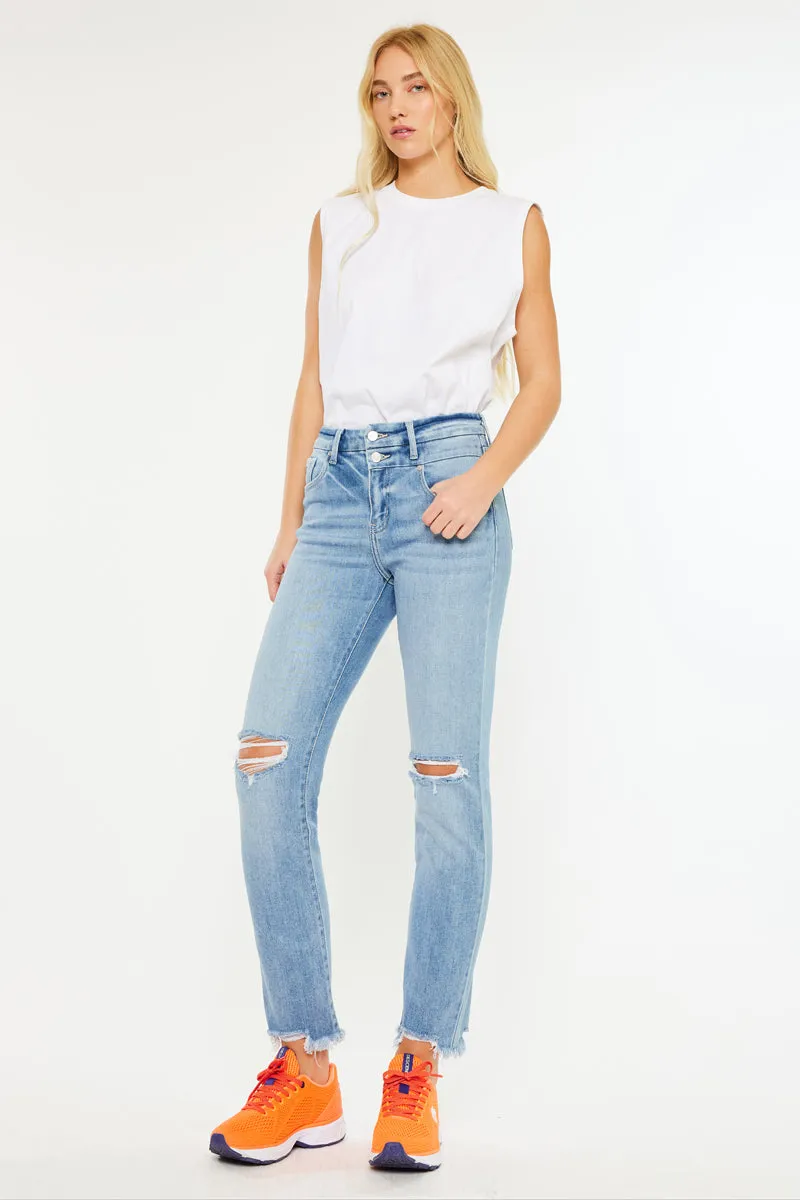 Clover High Rise Slim Straight Fit Leg Jeans