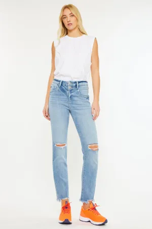 Clover High Rise Slim Straight Fit Leg Jeans