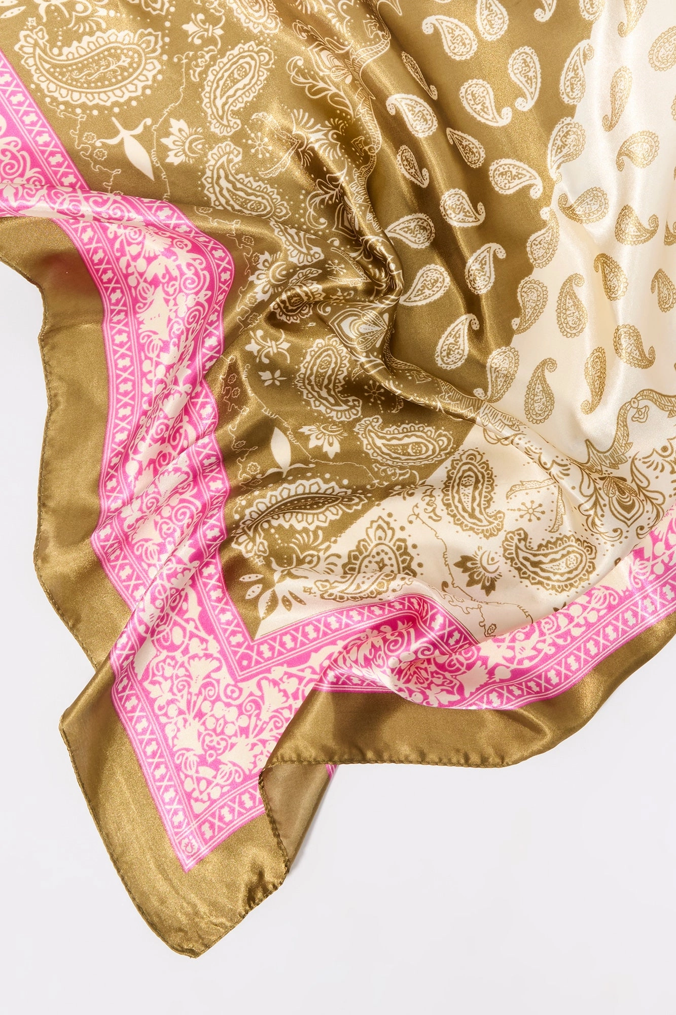 Colourblock Paisley Print Satin Multiway Scarf