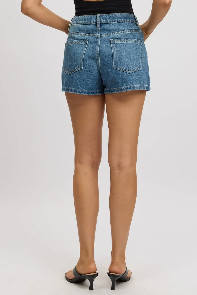 Denim Mini Relaxed Shorts High Rise