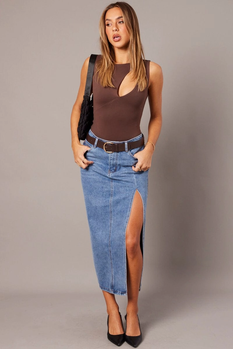 Denim Maxi Skirt Denim Pencil Slit