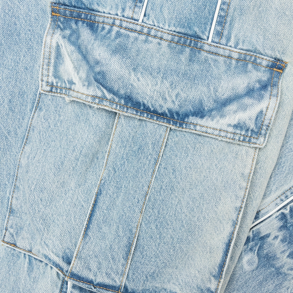 Denim Track Logo Cargos - Light Wash
