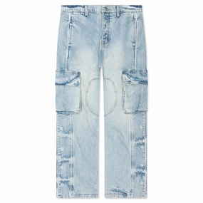 Denim Track Logo Cargos - Light Wash