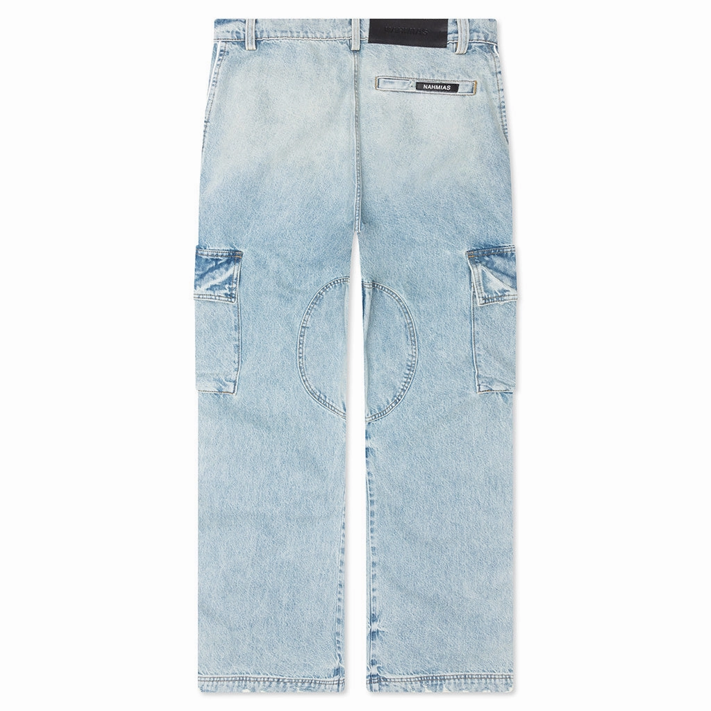 Denim Track Logo Cargos - Light Wash
