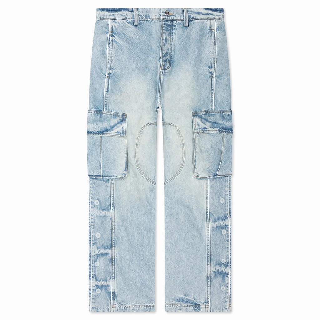 Denim Track Logo Cargos - Light Wash