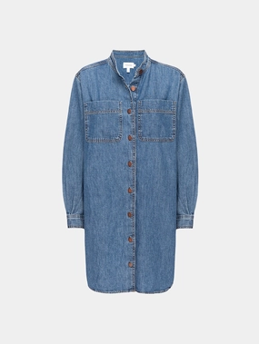 Double Pocket Shirt Dress -- Boy Blue