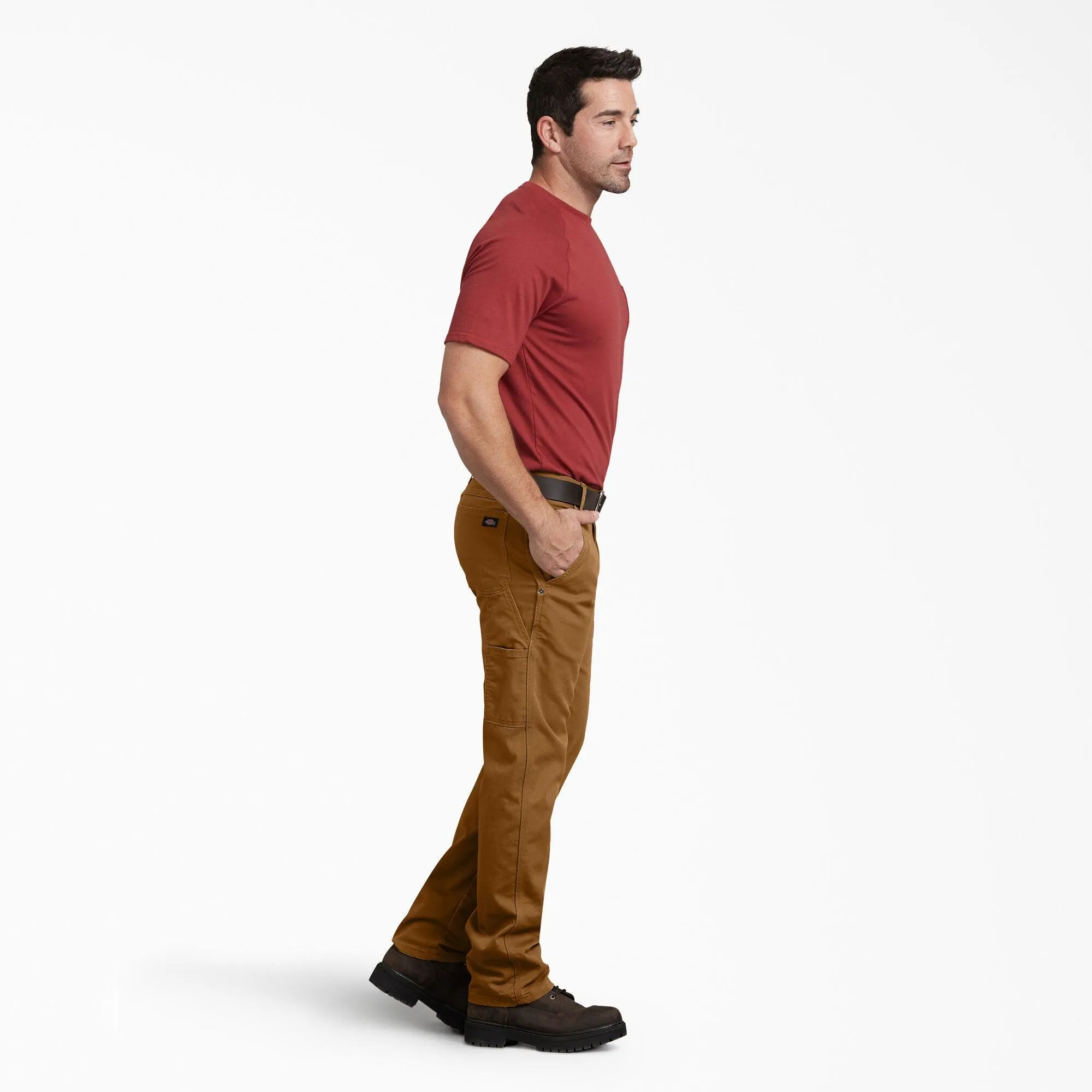 DP802 FLEX Regular Fit Duck Carpenter Pants, Stonewashed Brown Duck