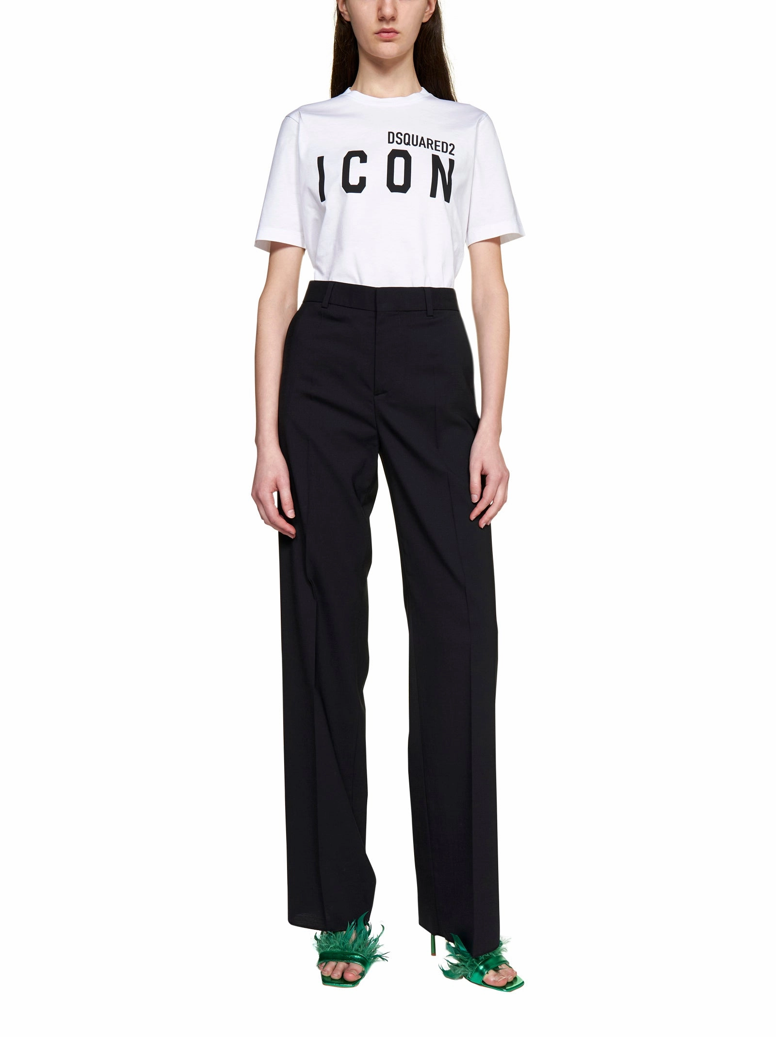 Dsquared2 Logo Plaque Wide-Leg Trousers
