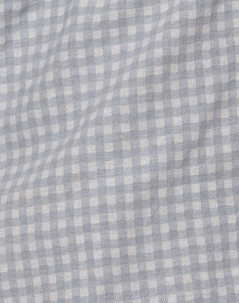 Eldana Halter Top in Mini Gingham Blue and Grey