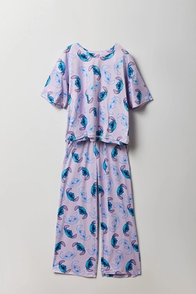 Ensemble avec t-shirt à imprimé Stitch et pantalon pour fille