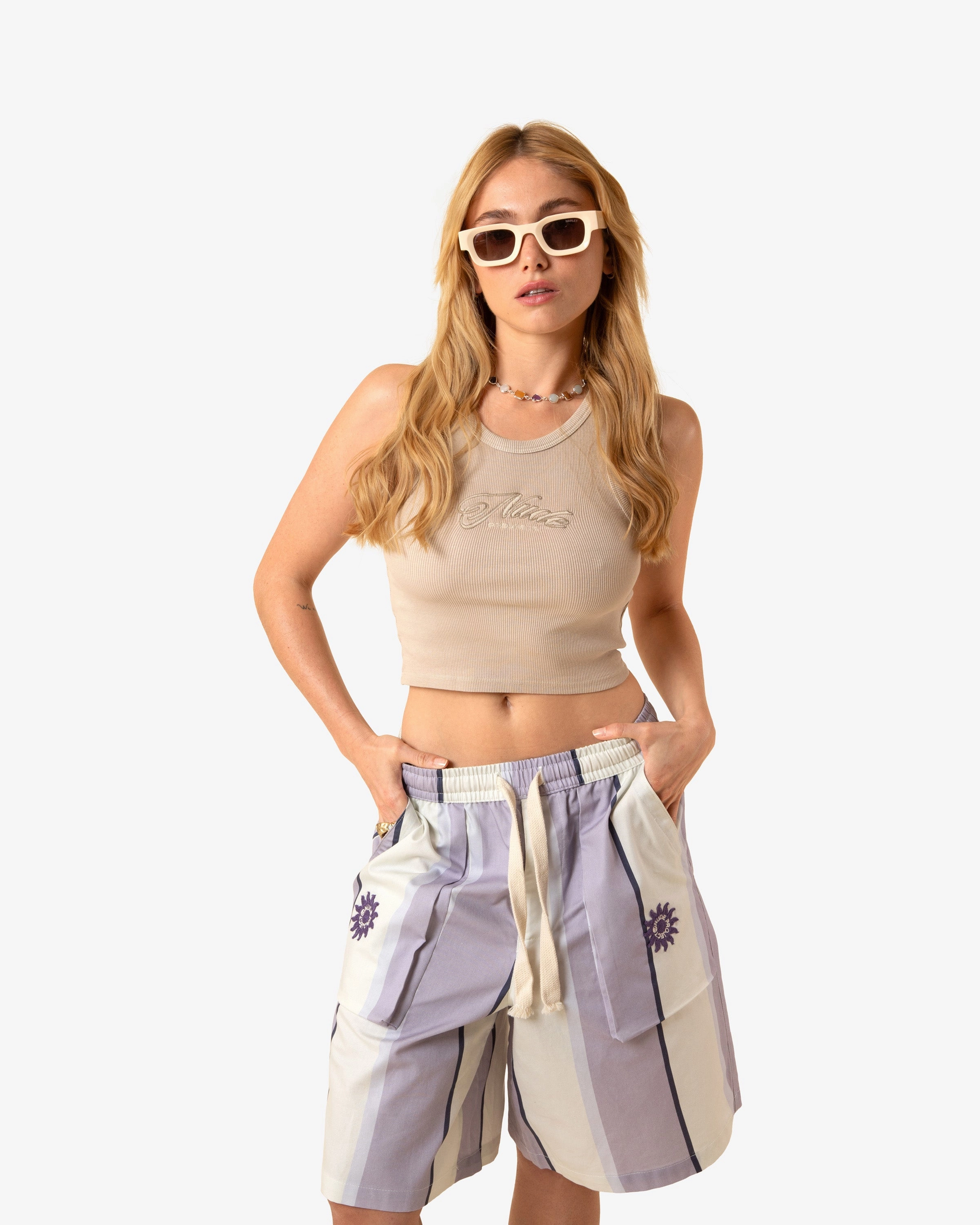 Esvedra Shorts White/Purple