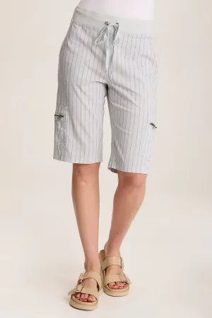 Favian Bermuda Linen Pinstripe Shorts with Cargo Pockets