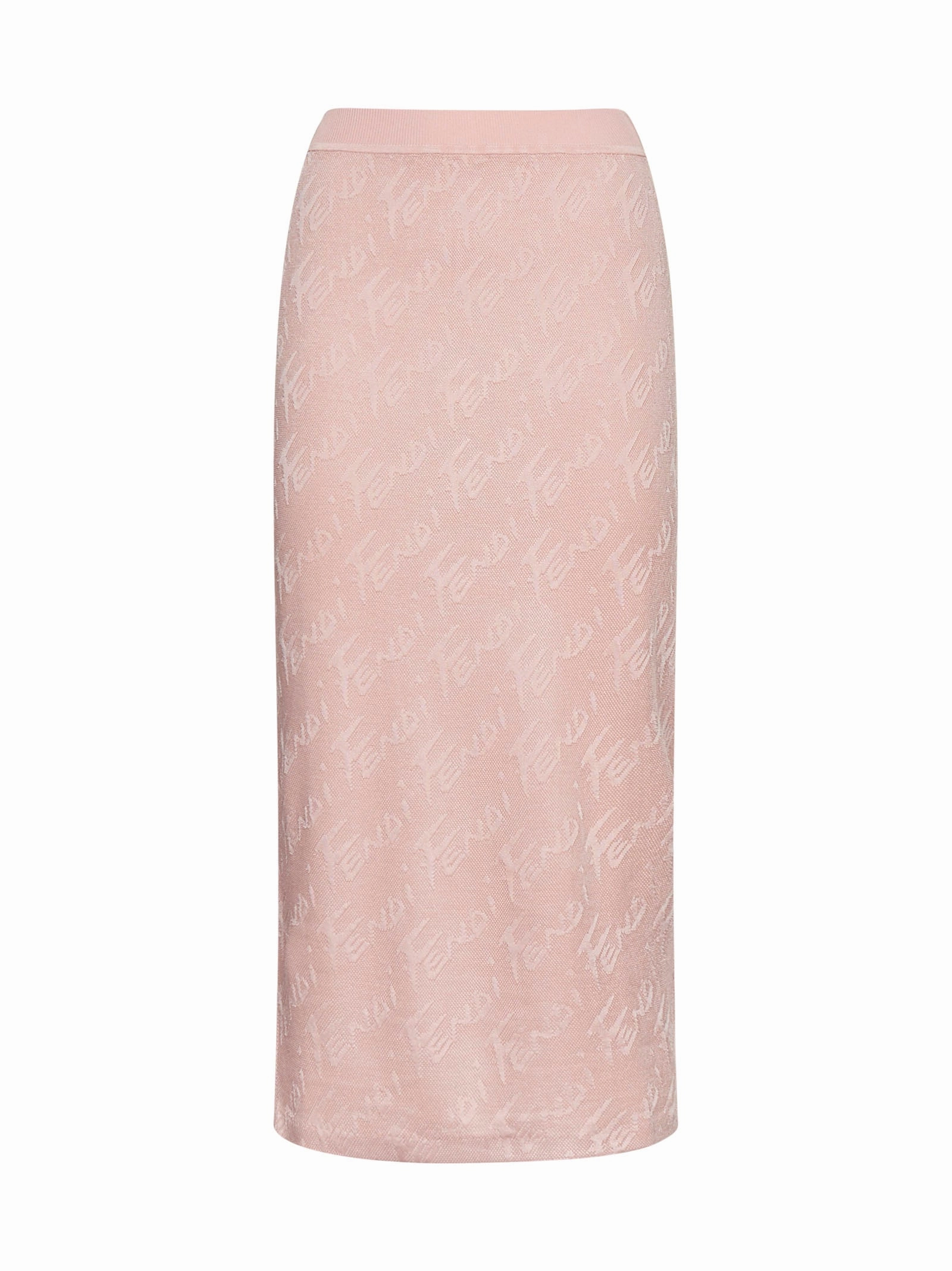Fendi Logo Jacquard Elastic Waist Midi Skirt