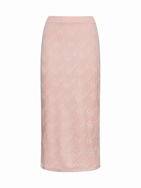 Fendi Logo Jacquard Elastic Waist Midi Skirt