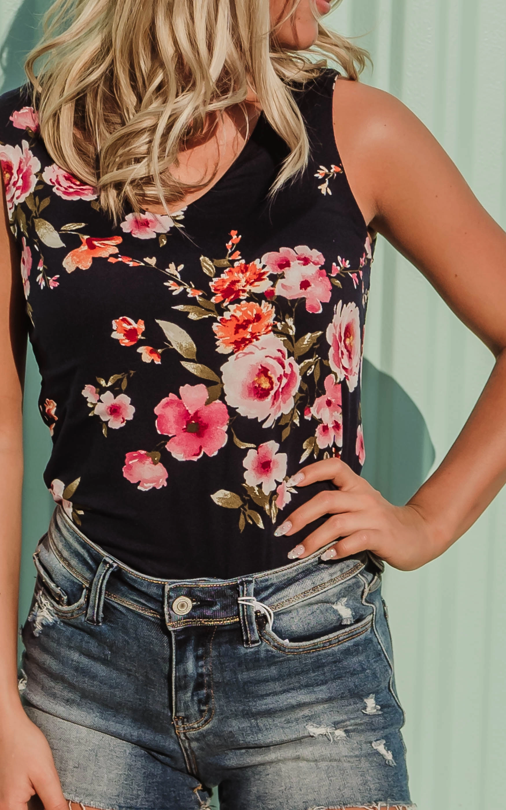Floral Tank Bodysuit Top - Final Sale