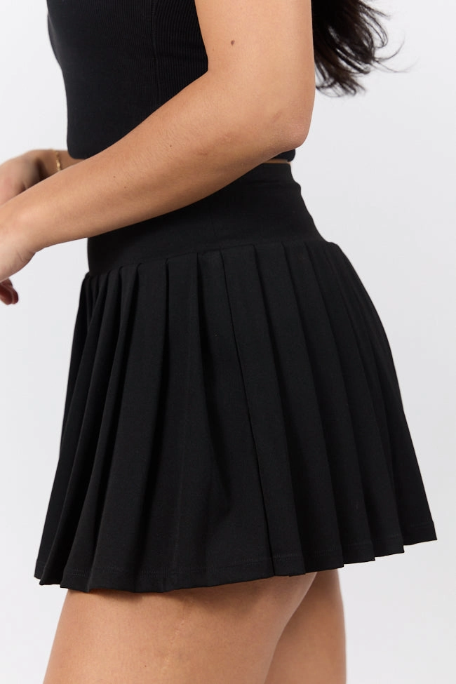 For The Win Black Pleated Tennis Skirt SALE