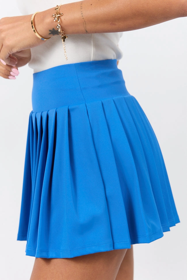 For The Win Cobalt Blue Pleated Tennis Skirt SALE