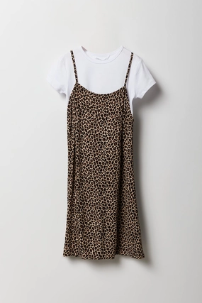 Girls T-Shirt & Crinkle Dress 2 Piece Set